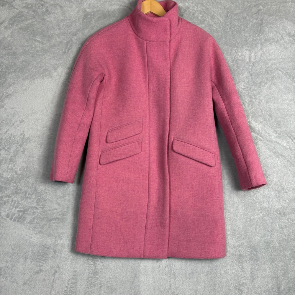 J.Crew Pink Stadium Cloth Wool Cocoon Coat Nello Gori Petite 0P Luxury Tailored‎